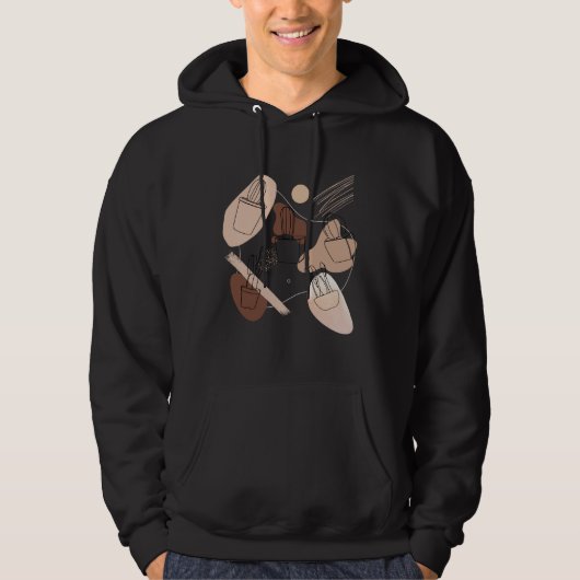 Abstract Minimalist Cactus  Aesthetic Boho Cactus  Hoodie (Voorkant)
