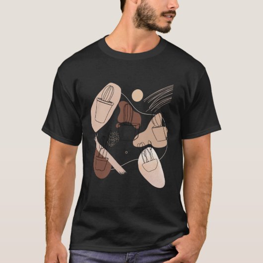 Abstract Minimalist Cactus Aesthetic Boho Cactus T-shirt (Voorkant)