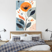 Abstract Minimalist Floral Botanical Art Illustrat Canvas Afdruk (Insitu (Slaapkamer))