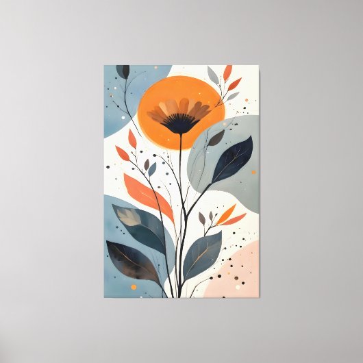 Abstract Minimalist Floral Botanical Art Illustrat Canvas Afdruk (Voorkant)