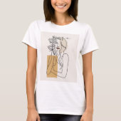 Abstract Minimalist Line Art Woman Floral Boho T-S T-shirt (Voorkant)