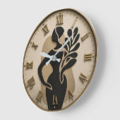 Abstract Minimalist Woman Silhouette Modern Boho Grote Klok (Hoek)