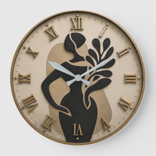 Abstract Minimalist Woman Silhouette Modern Boho Grote Klok (Voorkant)