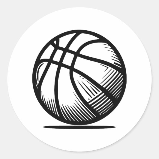 Abstract minimalistisch basketbalsilhouet ronde sticker (Voorkant)