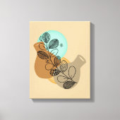 ABSTRACT MINIMALISTISCH BOHEMISCH MET ZWARTE LEAF CANVAS AFDRUK (Voorkant)