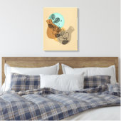 ABSTRACT MINIMALISTISCH BOHEMISCH MET ZWARTE LEAF CANVAS AFDRUK (Insitu (Slaapkamer))