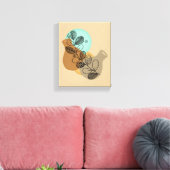 ABSTRACT MINIMALISTISCH BOHEMISCH MET ZWARTE LEAF CANVAS AFDRUK (Insitu (Woonkamer))