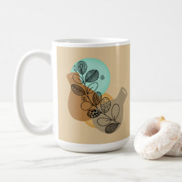 ABSTRACT MINIMALISTISCH BOHEMISCH MET ZWARTE LEAF KOFFIEMOK