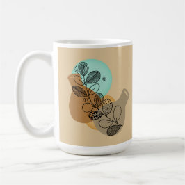 ABSTRACT MINIMALISTISCH BOHEMISCH MET ZWARTE LEAF KOFFIEMOK