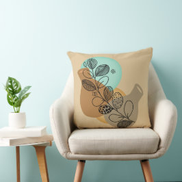 ABSTRACT MINIMALISTISCH BOHEMISCH MET ZWARTE LEAF KUSSEN