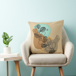 ABSTRACT MINIMALISTISCH BOHEMISCH MET ZWARTE LEAF KUSSEN