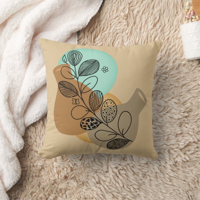 ABSTRACT MINIMALISTISCH BOHEMISCH MET ZWARTE LEAF KUSSEN (Deken)