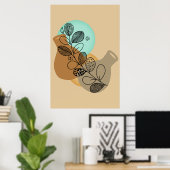 ABSTRACT MINIMALISTISCH BOHEMISCH MET ZWARTE LEAF POSTER (Thuiskantoor)