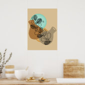 ABSTRACT MINIMALISTISCH BOHEMISCH MET ZWARTE LEAF POSTER (Keuken)