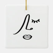 Abstract minimalistisch gezicht modern kunst ontwe keramisch ornament (Achterkant)