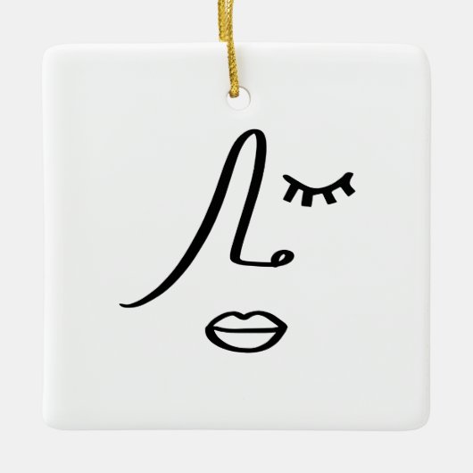 Abstract minimalistisch gezicht modern kunst ontwe keramisch ornament (Voorkant)