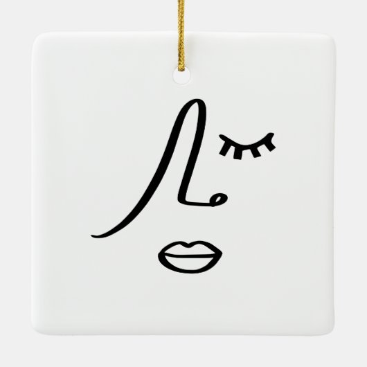 Abstract minimalistisch gezicht modern kunstontwer keramisch ornament (Achterkant)