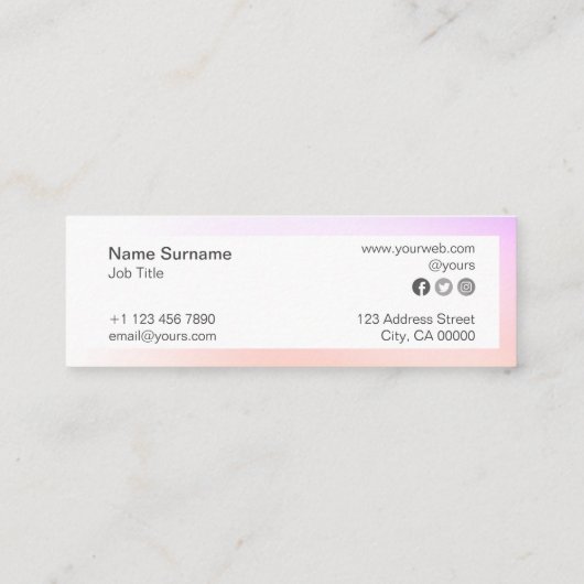Abstract minimalistisch gradiënt Mini Visitekaartj Mini Visitekaartje (Achterkant)
