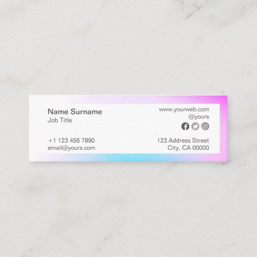 Abstract minimalistisch gradiënt Mini Visitekaartj Visitekaartje (Achterkant)