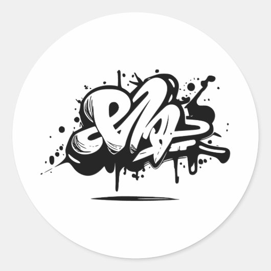Abstract minimalistisch graffiti-silhouet ronde sticker (Voorkant)
