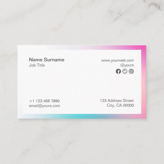 Abstract minimalistisch Holo Gradiënt Visitekaartj Visitekaartje (Achterkant)