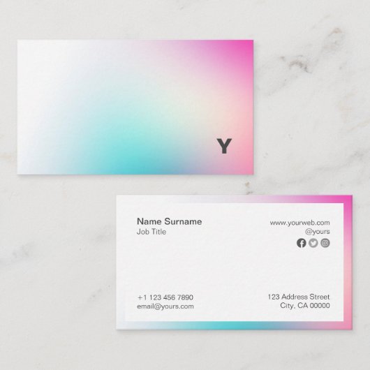 Abstract minimalistisch Holo Gradiënt Visitekaartj Visitekaartje (Voorkant / Achterkant)