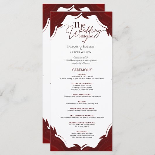 Abstract minimalistisch huwelijksprogramma programmakaart (Voorkant / Achterkant)