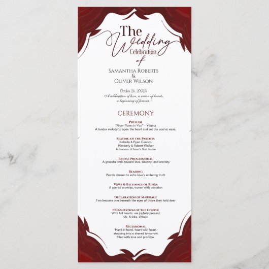 Abstract minimalistisch huwelijksprogramma programmakaart (Voorkant)