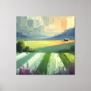 Abstract minimalistisch landschap Paarse, grijs ge Canvas Afdruk