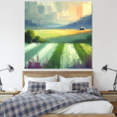 Abstract minimalistisch landschap Paarse, grijs ge Canvas Afdruk (Insitu (Slaapkamer))