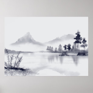 Abstract minimalistisch landschap poster