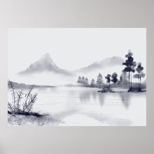 Abstract minimalistisch landschap poster (Voorkant)