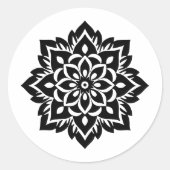 Abstract minimalistisch mandala silhouet ronde sticker (Voorkant)
