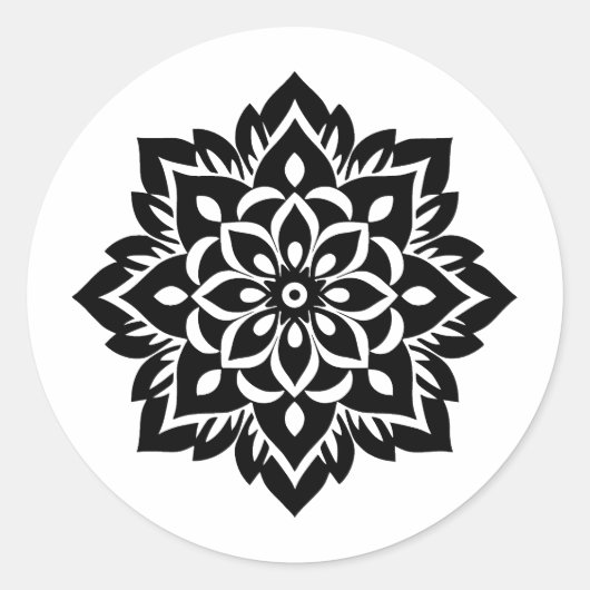 Abstract minimalistisch mandala silhouet ronde sticker (Voorkant)