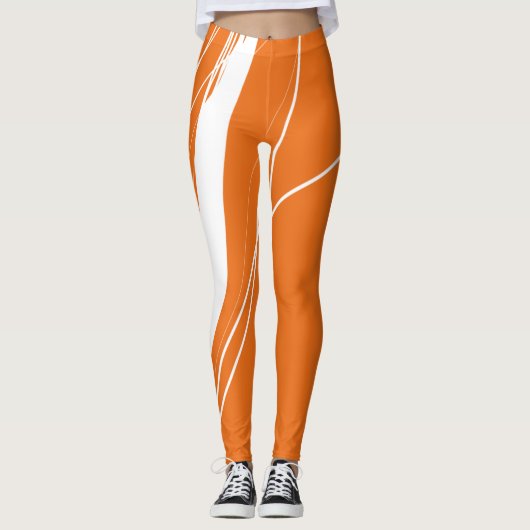 Abstract minimalistisch Oranje-wit Leggings (Voorkant)