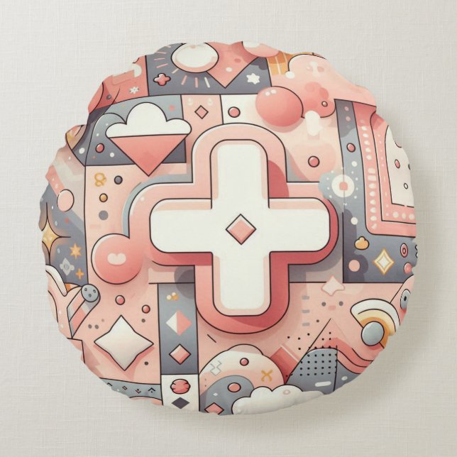 abstract minimalistisch patroonontwerp rond kussen (Voorkant)