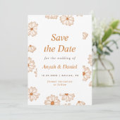Abstract minimalistisch retro Daisy Pattern Save The Date (Staand voorkant)