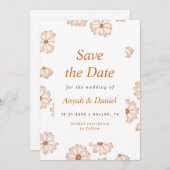 Abstract minimalistisch retro Daisy Pattern Save The Date (Voorkant / Achterkant)