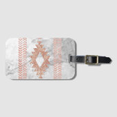 abstract minimalistisch roos goud aztec witte marm bagagelabel (Voorkant (horizontaal))