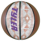 abstract minimalistisch roos goud aztec witte marm basketbal (Verticaal)