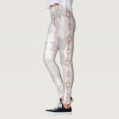 abstract minimalistisch roos goud aztec witte marm leggings (Links)