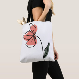 Abstract minimalistische bloemen boodschappentas tote bag