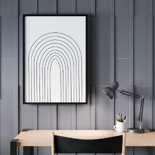 Abstract Minimalistische Regenboog Zwart Witte Lij Poster