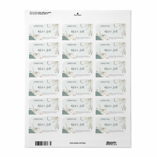 Abstract Mint Green Natural Soap Label (Full Sheet)