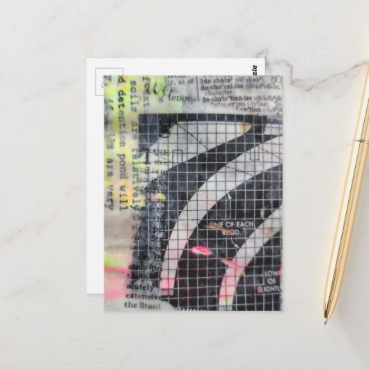 Abstract mixed media collage  briefkaart (Voorkant / Achterkant in situ)