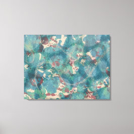 Abstract Mixed Media in Teal Aqua and Rust Canvas Afdruk