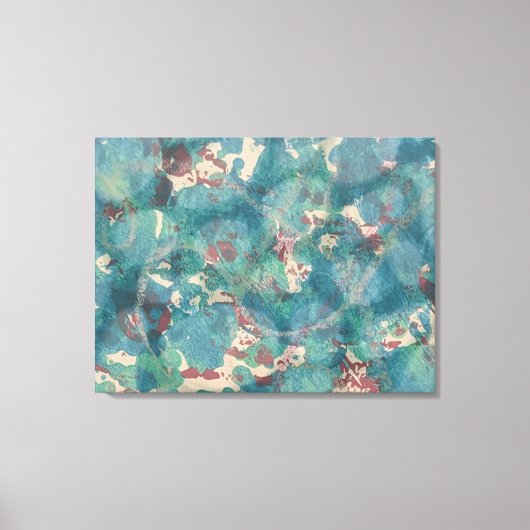Abstract Mixed Media in Teal Aqua and Rust Canvas Afdruk (Voorkant)
