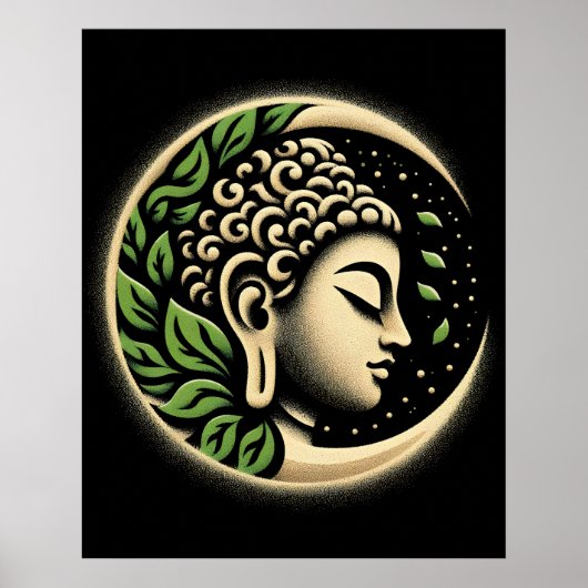 Abstract Modern Art | Calm Buddha Profile Portrait Poster (Voorkant)