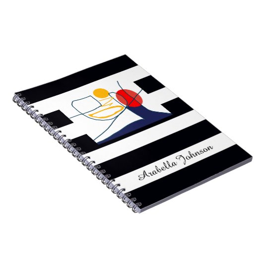 Abstract Modern Art Personalized Name Classic Chic Notitieboek (Rechterzijde)