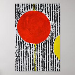 Abstract Modern Art Poster met een grote rode vlek